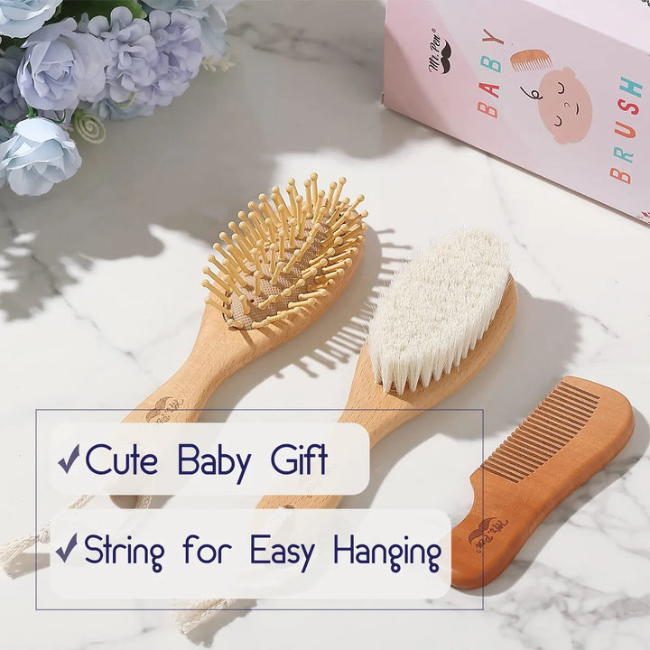 Juego De Cepillo Y Peine Para Bebes Suaves Y Naturales.