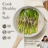 Carote Sartén Antiadherente De 8 Pulgadas Con Tapa, Sartenes Antiadherentes De Granito Blanco, Sartén Para Huevos De Piedra, Sartén Para Chef, Sin Pfos Ni Pfoa