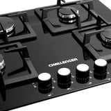 Estufa A Gas 4 Puestos Challenger/ Vidrio Templado Negro