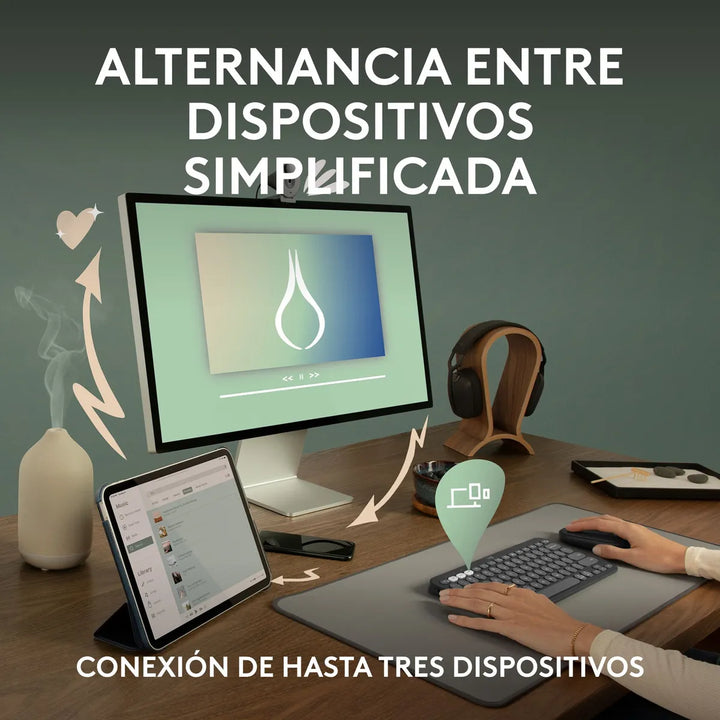 Logitech Combo Bluetooth: Teclado K380s + Mouse M196, Rosa