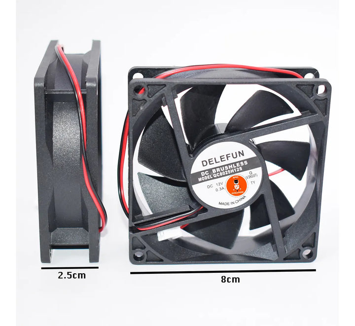 Ventilador De Refrigeración 8x8x2.5cm Brushless 12v 2 Cables