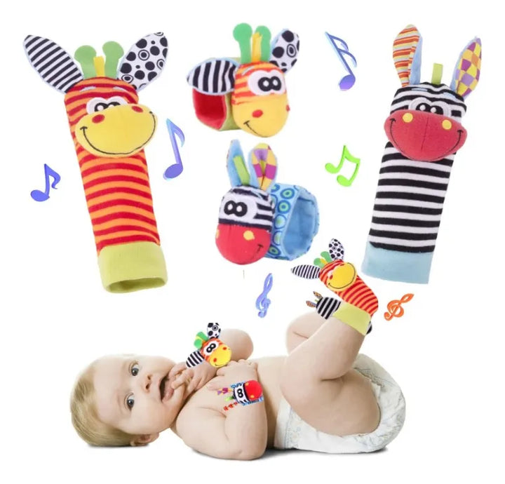 Sonajeros Bebés Manos Y Pies Medias Y Manillas Estimulación Varios Jirafa Y Cebra