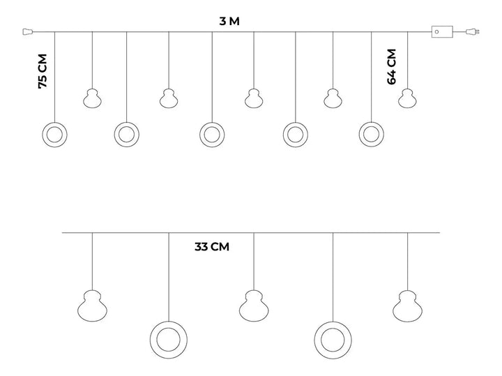 Instalación Cortina Bolas Y Aros Navideños Figuras Navideñas Cálidas