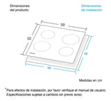 Estufa De Empotrar Vitrocerámica 60 Cm Cuatro Puestos Negro