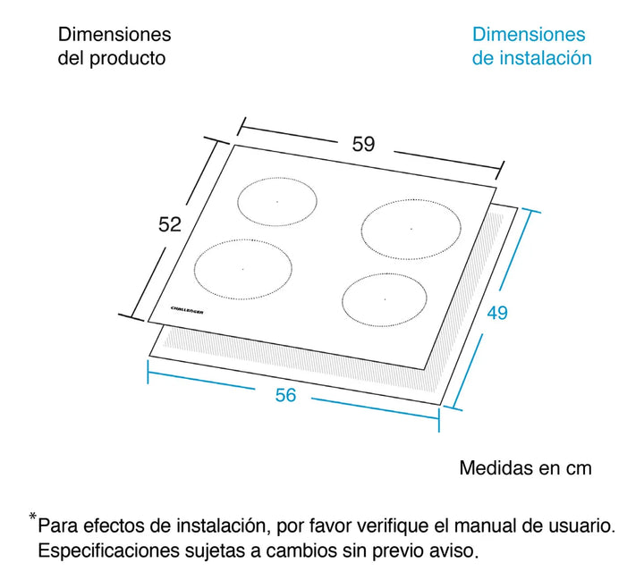 Estufa De Empotrar Vitrocerámica 60 Cm Cuatro Puestos Negro