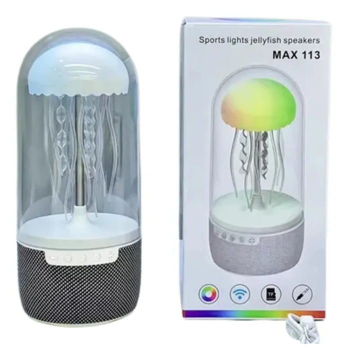 Parlante Bluetooth Con Lámpara Led Forma Medusa Blanco