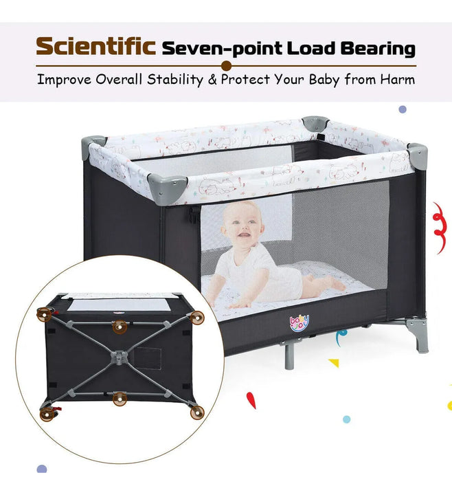 Baby Joy Pack And Play 3 En 1 Portátil Con Moisés Y Cambiado