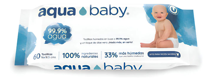 Toallitas Húmedas Aqua Baby 99.9% Agua 60 Unidades