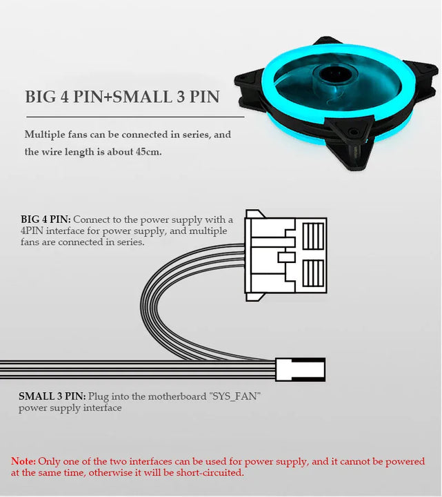Ventilador Cooler Para Torre 120mm Anillo Led