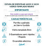 Estufa De Empotrar Vidrio Parrilla Hierro Fundido 5487 Gas Natural