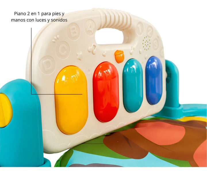 Gimnasio Bebé Little Met Tapete Musical con Piano y Figuras Sensoriales