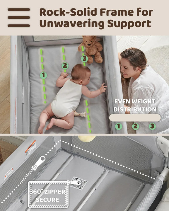 Cuna De Bebé 5 En 1 Con Cambiador Y Accesorios