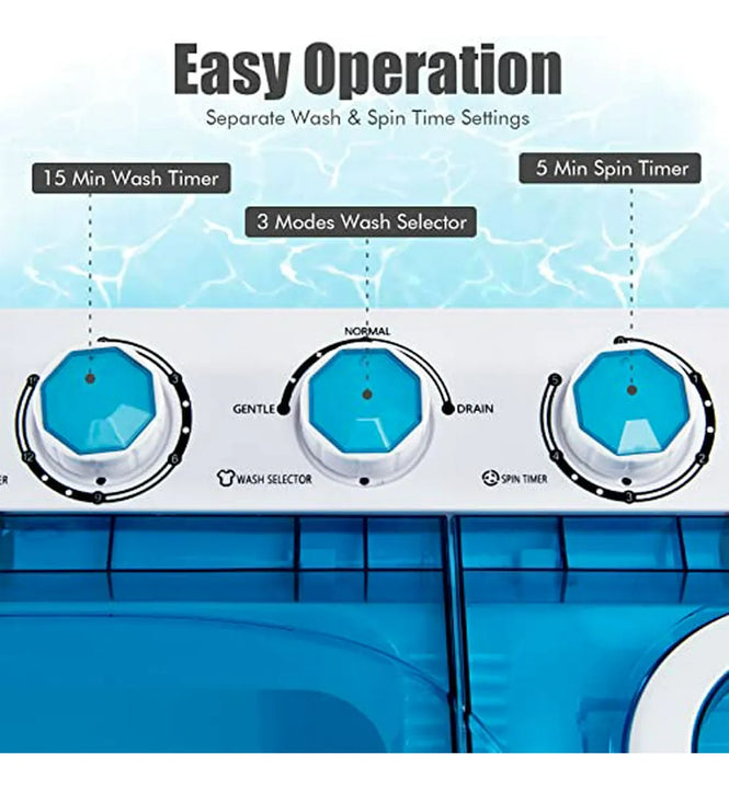 Lavadora Portátil Costway 26lbs, Doble Tina, Temporizador, B
