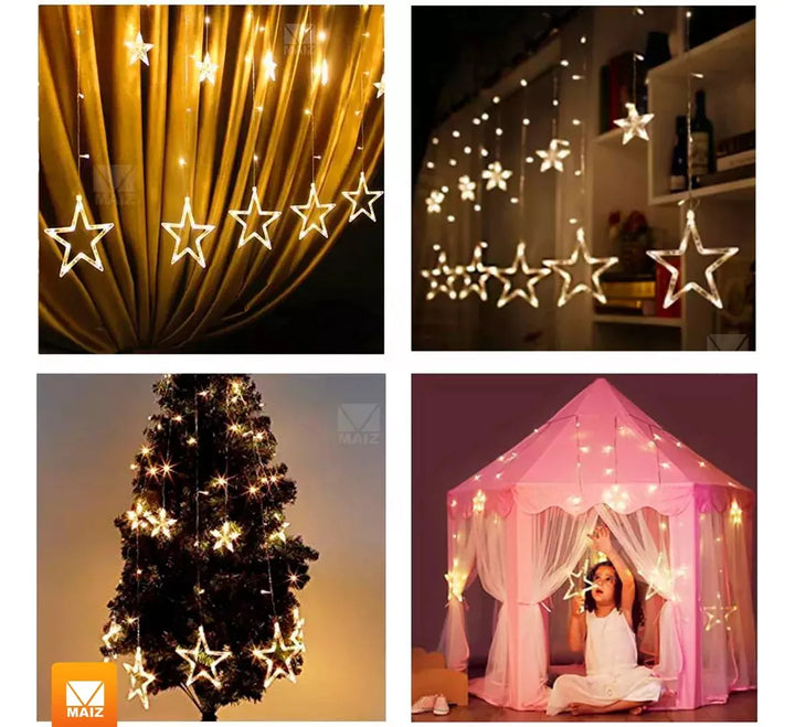 Extensión Luces Led Estrella X6 M Luz Navidad Amarilla Cálido