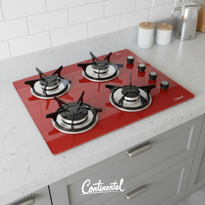 Estufa De Empotrar Vidrio Templado 62x52cm Gas Natural 6545 Rojo