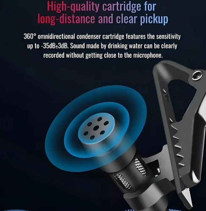 Micrófono De Solapa Para Pc Y Amplificador Entrada 3.5 Mm Ts Color Negro