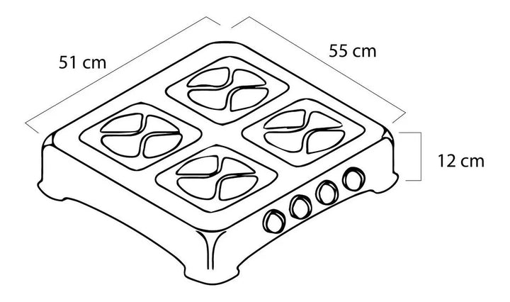Estufa De Mesa A Gas Natural Sueco 4 Puestos Negro