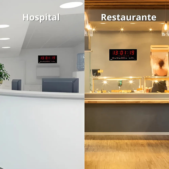 Reloj de pared LED digital grande con temperatura de día, mes y año