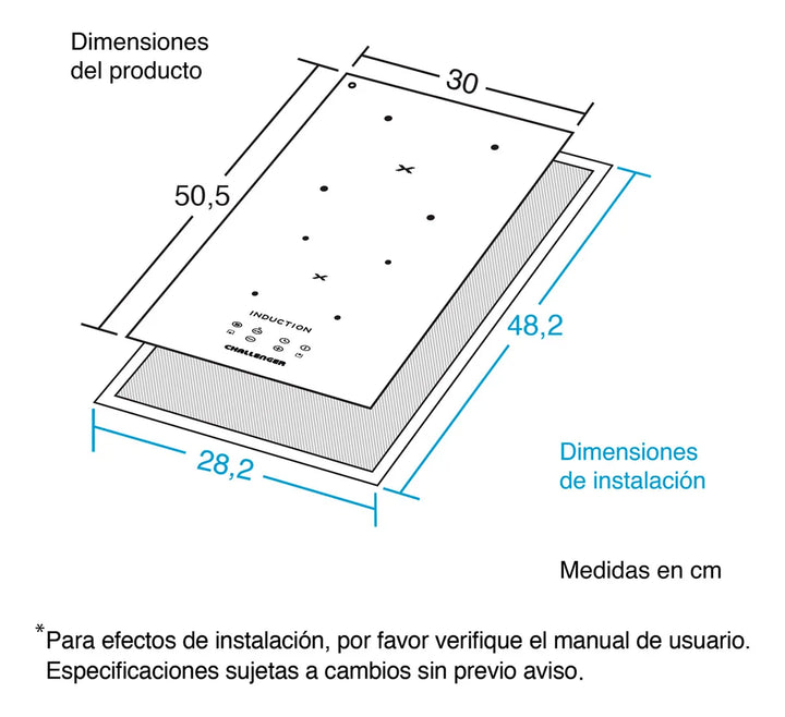 Estufa De Inducción Vidrio Vitroceramico Dos Puestos 30cm