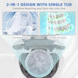 Mini Lavadora Portátil Con Secadora 2.5 Kg Blanca Gris