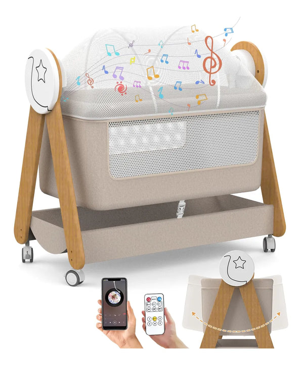 Cuna Mecedora Para Bebé Portátil Con Control Remoto Y Blueto