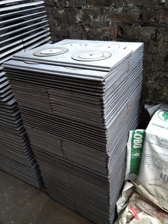 Plancha Para Estufa Leña 2 Puestos Gris Metalico