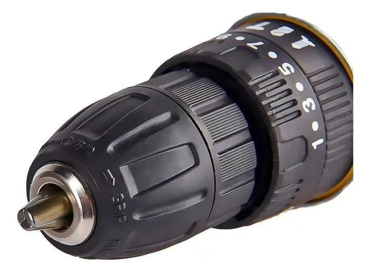 Taladro Inalámbrico 24v Percutor Trabajo Pesado 2 Baterias Protool 2401 Amarillo