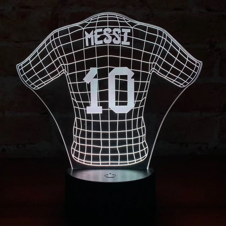 Lámpara Led Messi Camiseta Uniforme Fútbol Regalo Holograma Negra