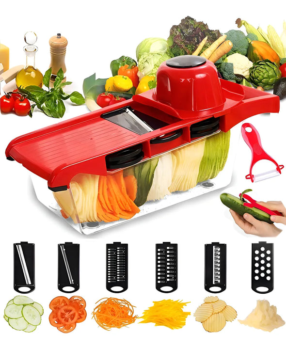 Rallador de mandolina, queso, patatas, verduras, verduras, 6 en 1