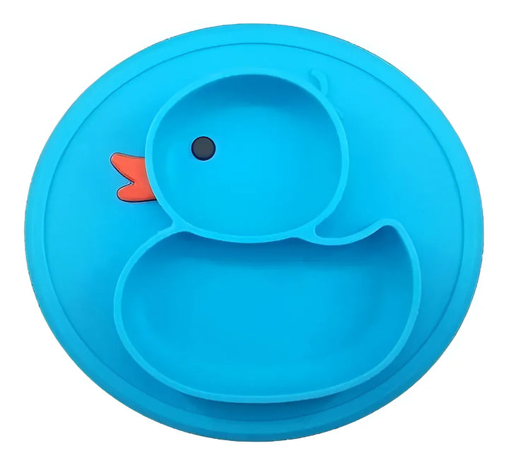 Plato Silicona Antideslizante Para Bebé Hydg-1 Color Azul Pato