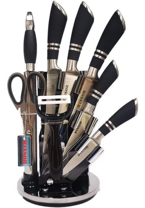 Set Juego Cuchillos 9 Piezas Winsor Acero Inoxidable