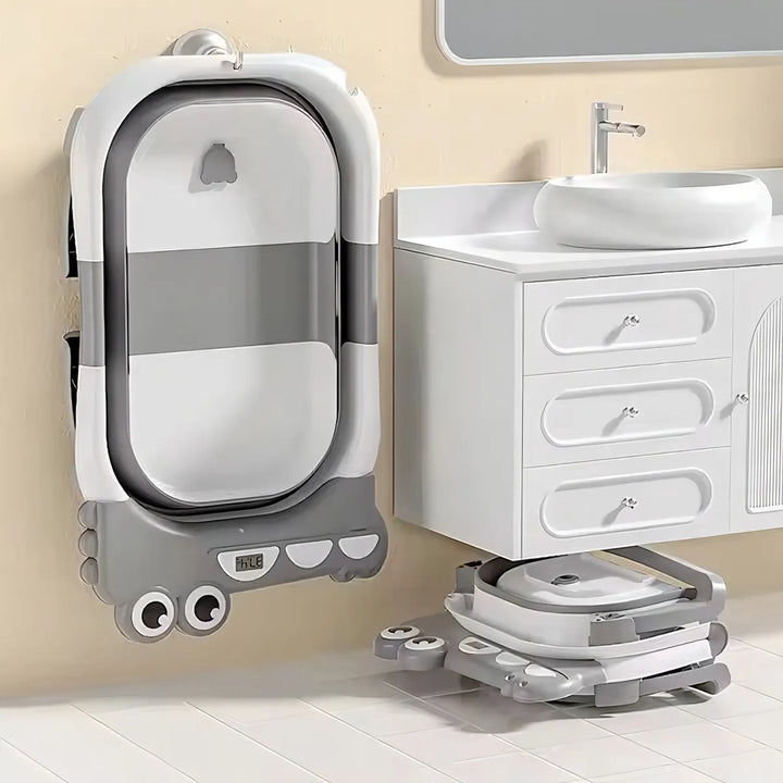 Bañera Plegable Portátil Con Termómetro Y Cojin Malla 6869 Color Gris Cocodrilo