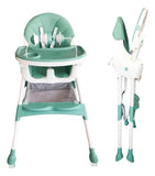 Silla Comer Comedor 3 En 1 Reclinable Plegable Para Bebé Color Verde Claro