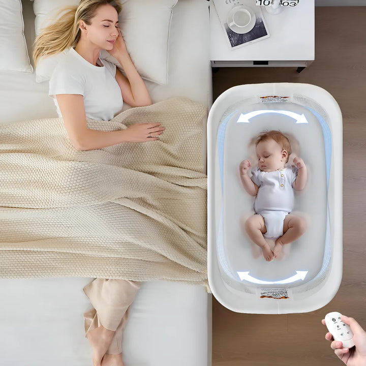 Moisés Eléctrico Automático Para Bebé Con 3 Velocidades Gris