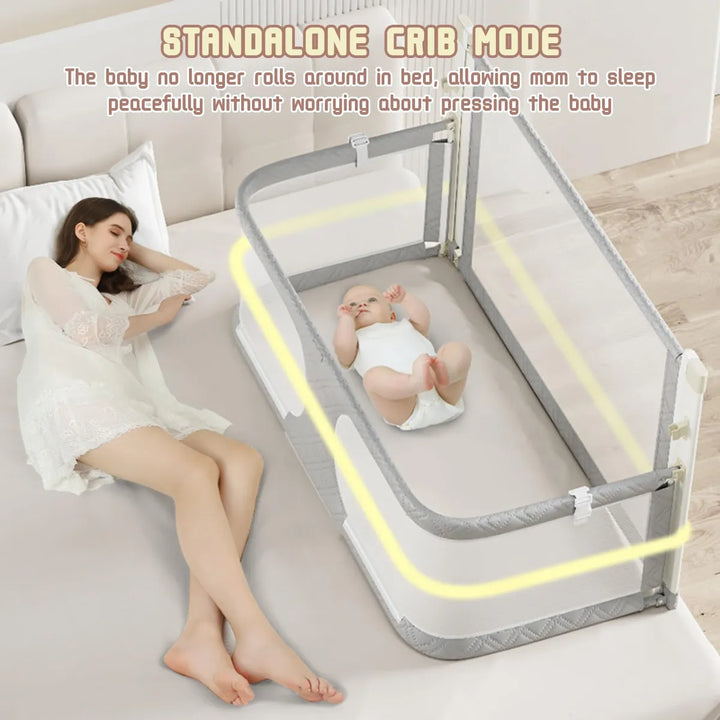 Cuna Portátil 3 En 1 Para Bebé Cama Lateral Ajustable Gris