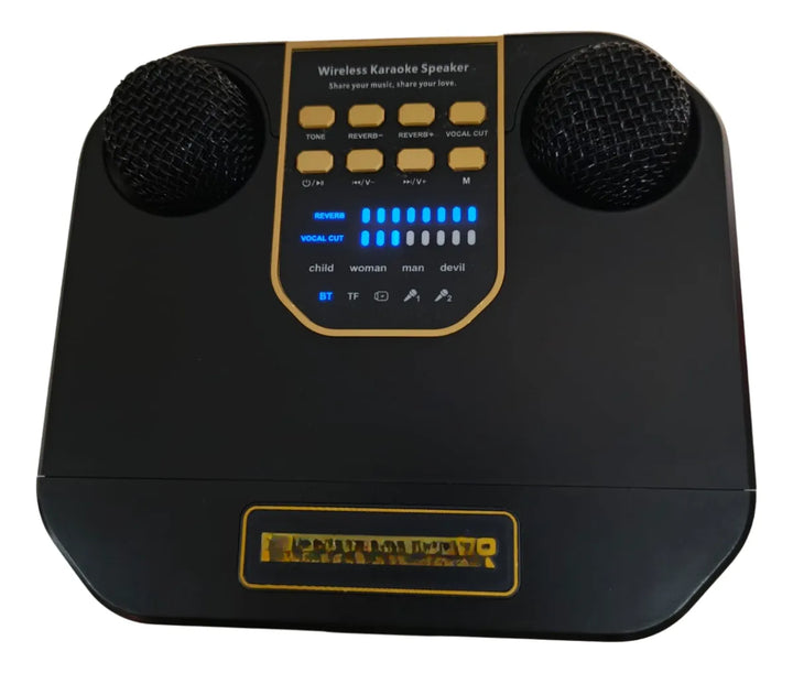Parlante Portatil Bluetooth Karaoke 2 Micrófonos Inalámbrico Negro