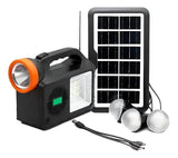 Radio Parlante Con Panel Solar Linterna+3bombillos Fm Am Bt Negro