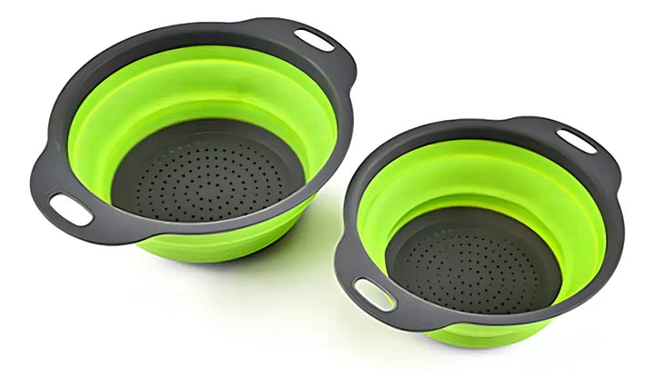 Colador Plegable Para Cocina Y Camping, Azul, Grande Y Peque