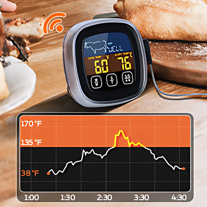 Termómetro Digital Carne Pantalla Táctil Lcd, Temporizador