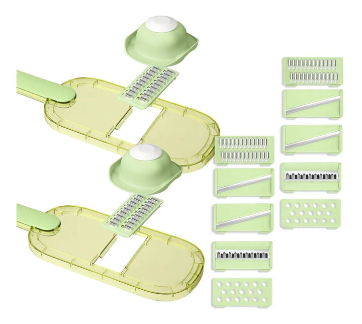 Combo X2: Pelador Y Rallador Verduras Protector 6en1 Chefmas Verde