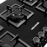 Estufa De Empotrar Vidrio Templado Negro Cinco Puestos 76 Cm