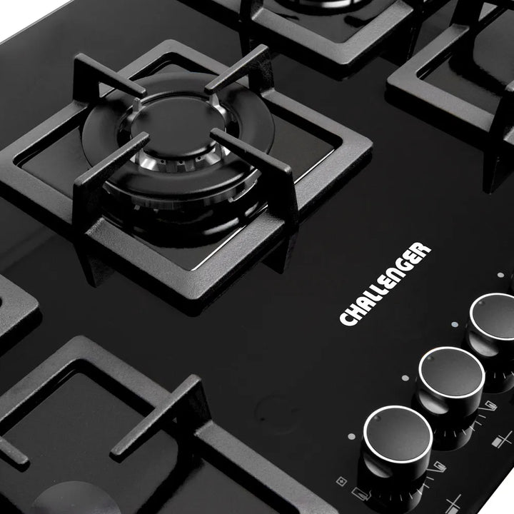 Estufa De Empotrar Vidrio Templado Negro Cinco Puestos 76 Cm