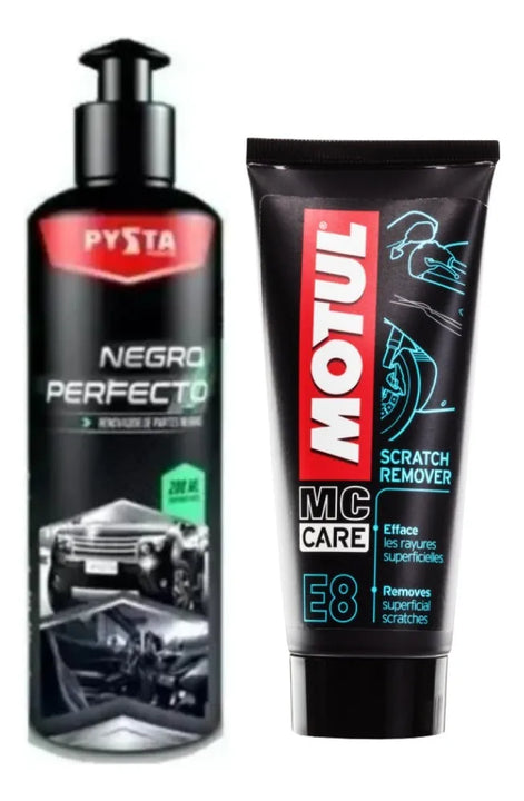 Restaurador Partes Negras + Motul E8 Removedor De Rayas Color Negro