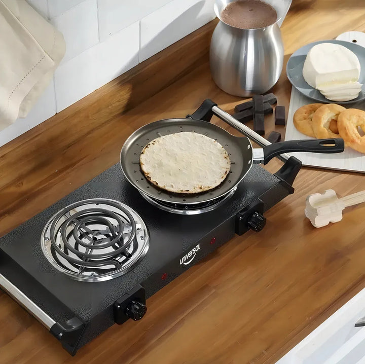 Estufa Electrica Universal 2 Puestos Color Negro