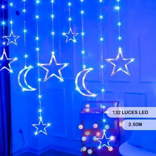 Extensión Luces Led Estrella Lunas 2.50m Decoración Navideña