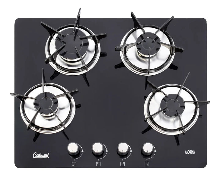 Estufa Continental Empotrar 4 Puestos Vidrio Templado 60×51 cm Gas Natural Modelo 5883
