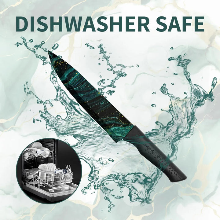 Juego De 12 Cuchillos De Cocina Coloridos Piedra Verde