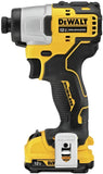 Dewalt Kit De Taladro De Impacto Inalámbrico 12v Sin Escobas Amarillo Dcd801f2