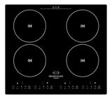 Estufa De Inducción 4 Puestos Empotrable 4x900w 9 Niveles Negro
