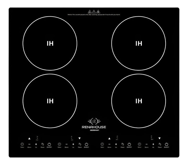 Estufa De Inducción 4 Puestos Empotrable 4x900w 9 Niveles Negro